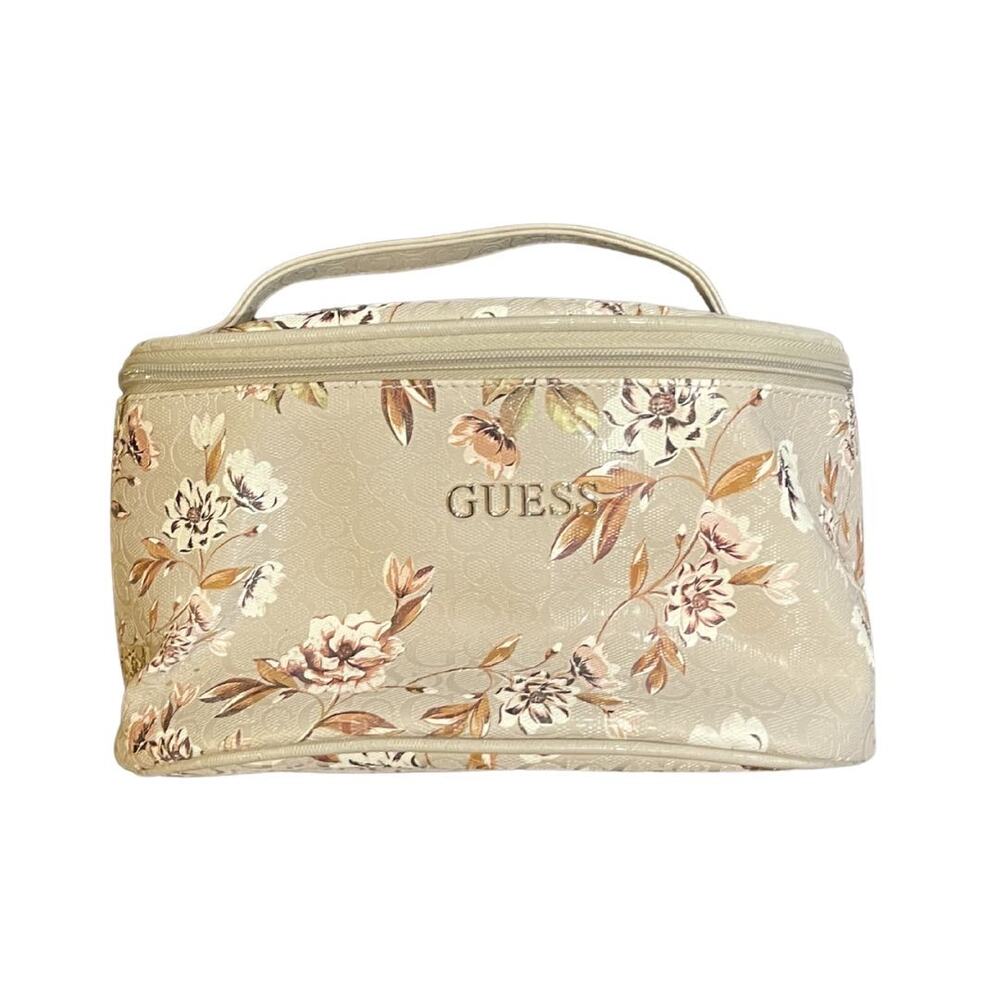 Guess Floral Travel Cosmetic Makeup Bag Zip Around Top Handle Bohemian Botanical